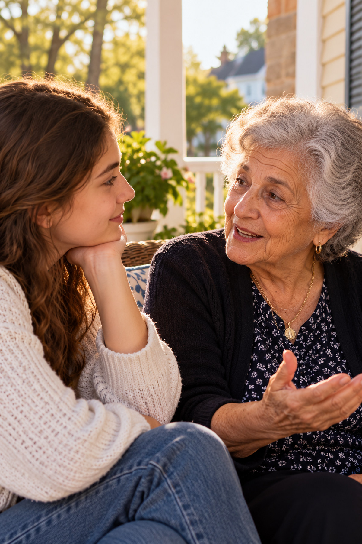 Illustrative conversation between a Greek-American grandmother and granddaughter.